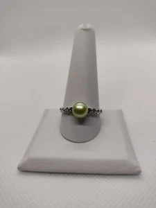 Beautiful Sterling Silver Simulated Pearl & CZ Ring Size 11.5 026 - Picture 1 of 4
