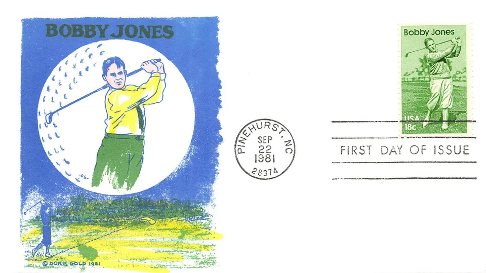 1933 18c Robert Tyre Jones Doris Gold multicolor cachet [251350] - Image 1 of 1