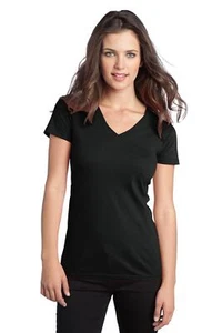 District DT5501 Juniors V-Neck The Concert Tee Short Sleeve Stylish Top T-Shirt - Picture 1 of 14