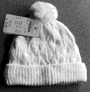 Warme Mädchen Strickmütze Pudelmütze weiß mit flauschigem Bommel GR.58 NEU - Bild 1 von 6
