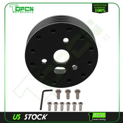 Kit de buje de aluminio negro de 1" para volante de 6 orificios para otorgar adaptador de 3 orificios nuevo Foto 1 de 4
