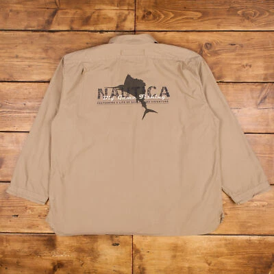 Vintage Nautica Overshirt Jacket 2XL Pocket Fishing 1/4 Zip Beige Zip - Image 1 of 4