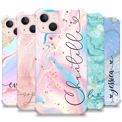 Personalisierte Handyhülle Marmor Stoßfest Cover für iPhone 13 12 11 Xr 15 14 XS - Bild 1 von 4