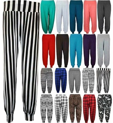 Womens Plus Size Printed Harem Pants Cuffed Bottom Ali Baba Ladies Trousers - Image 1 of 2