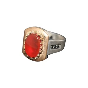 925 sterling Silver mens ring Natural genuine red yemeni Agate Aqeeq Size 11 US - Picture 1 of 10