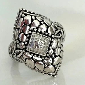 Sarda Bali Artisan Cobblestone Cocktail Sterling Silver Filigree Ring Size 7 - Picture 1 of 6