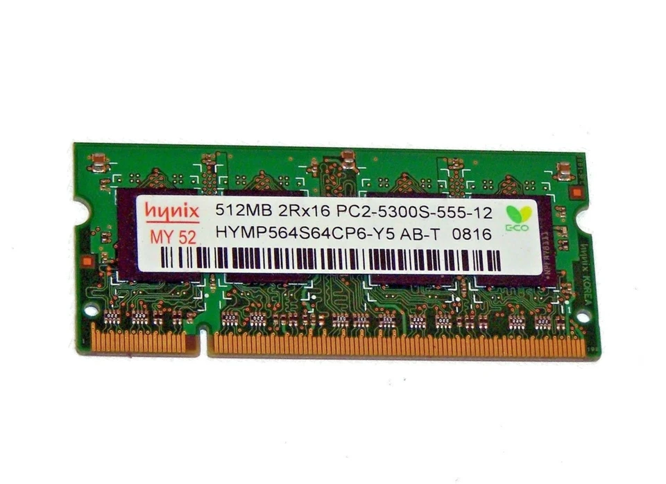 Hynix PC2-5300 512MB SODIMM 667 MHz DDR2 Laptop Memory HYMP564S64CP6-Y5 (B1) - Image 1 of 1