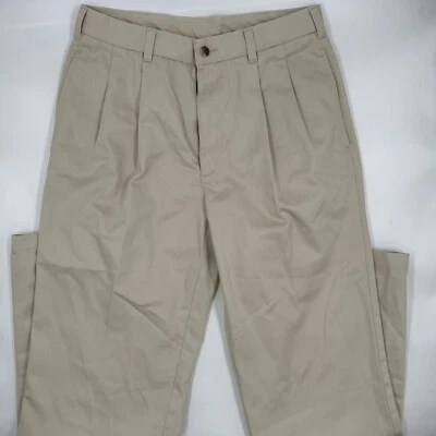 Мужские брюки Van Heusen 30/32 бежевый хлопок классический крой со складками спереди прямые - Изображение 1 из 4