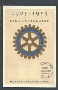 1955 France Rotary Presentation Card W/Anniversary Cancel Both Sides Embossed - Picture 1 of 2