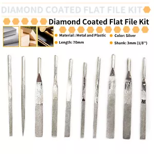 10Pcs High Quality Diamond Coated File Air Micro Die Grinder Polish Tool F Metal - Picture 1 of 8