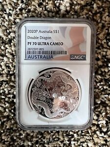 2020 Australia Double Dragon 1 Ounce Silver Proof Coin NGC PF 70 UC