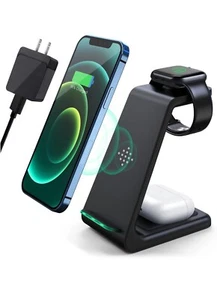 Wireless Charging Station,3 in 1 Fast Charging Station,Wireless Charger - Picture 1 of 3