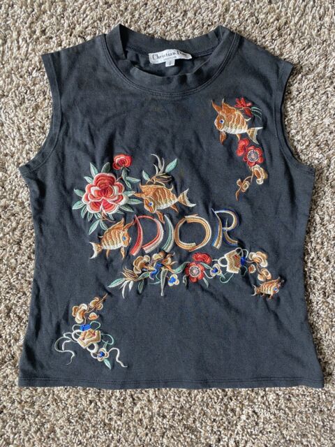 Christian Dior Trompe L'Oeil Denim Logo Tank - 40 – Angeles Vintage