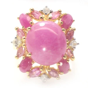 Riscaldato Gemma 13 x 14 MM Rosa Rubino & Zircone Anello 925 Argento Misura 6.5 - Foto 1 di 4