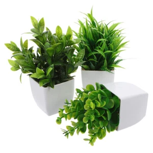 3 Pcs Mini Plant Pots Fake Plants Black Home Decor Artificial Outdoor Office - Picture 1 of 12