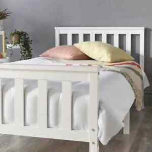 Aspire Beds Atlantic Solid Wood Shaker Bed Frame, White Highlights - Single Bed