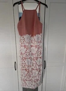 Pink And White Lace Midi Dress - Size 12 - New With Tags - Picture 1 of 9