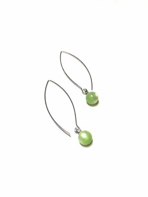 Lime Green Moonglow Lucite Vintage RainDrop Earrings | gold or silver - Image 1 of 4
