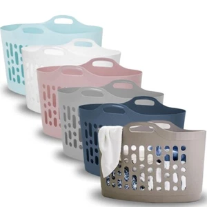 Cesta de lavandería flexible 50L cubo de lavado de ropa bañera flexible de plástico para lavandería - Imagen 1 de 7