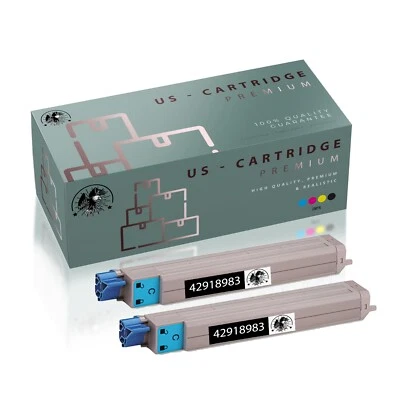 2PK 42918983 Cyan Toner Cartridge Compatible Okidata C9650HDN C9650HN C9650N - Image 1 of 4
