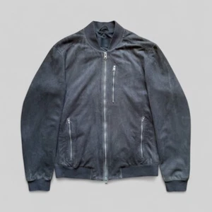 AllSaints Men’s Gray Goat Suede Kemble Bomber Jacket – Size L - Picture 1 of 19