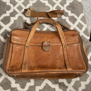 Vtg Hartmann Luggage Carry-on Suitcase Duffle Gym Bag Belting Leather - READ - Picture 1 of 17