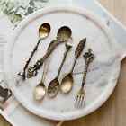 6pcs Vintage Spoons Fork Cutlery Set Mini Royal Style Metal Teaspoon