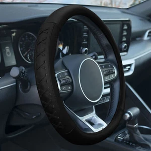 "Cubierta de volante con cordones de cuero genuino para 14,5""-15,5"" - Imagen 1 de 5