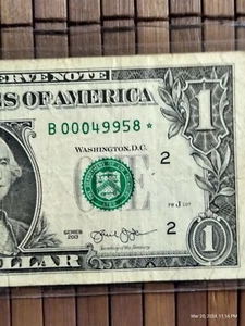 "Rare 2013- Printing 'Error 'Amazing  $1 Dollar ⭐ Star Note , B00049958  - Picture 1 of 11