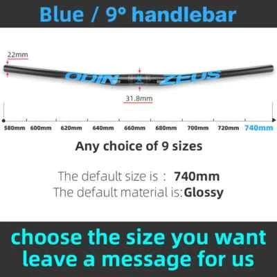 Manillar plano o elevado para bicicleta de montaña de fibra de carbono de 9 grados 31,8 mm * 600-740 mm  Foto 1 de 4