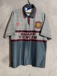 Cantona Manchester United Vintage Jersey Away Fottball Shirt 1995-96 Umbro Men L - Picture 1 of 12