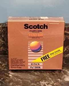 1980's Scotch 1S2D RH - 10 Pack Floppy DISK 5 1/4" - New Factory Sealed - Afbeelding 1 van 7