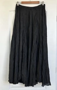 Vtg Express Boho Hippie Y2K 90s Silk Wrinkle Crinkle Maxi Skirt Size M Black - Picture 1 of 8