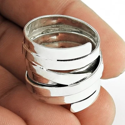 Jewelry 925 Solid Sterling Silver Cocktail Rhodium Plated Ring Size 7 T41 - Image 1 of 4