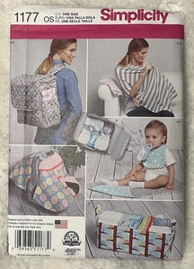 Simplicity 1177 Diaper Backpack, Baby Carrier Cover, Bib, Storage - Picture 1 of 2