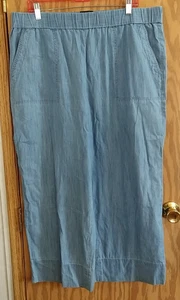 Talbots Womens SZ XL Leg Crop Pants cotton blue stretch waist wide leg new tag - Picture 1 of 7