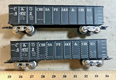 2 DIFFERENT Marx 3/16 O gauge 44572 Chesapeake & Ohio hiside gondolas CLEAN (C) - Image 1 of 4