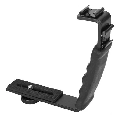 Camera Flash L Bracket Dual Hot Shoes Holder Mount Adapter Mount DV Mic LED L TO