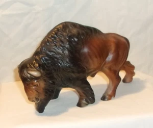 VINTAGE CERAMIC BUFFALO BISON FIGURINE - JAPAN - WESTERN WILDLIFE DECOR - - Picture 1 of 4