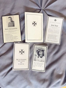 WWIl German KIA Prayer Card Lot Of 5 Soldier Death Third Reich - Picture 1 of 3