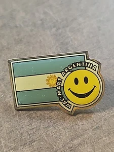 Walmart Employe Hat Lapel Pin Back Metal Enameled Argentina Flag Background - Picture 1 of 3