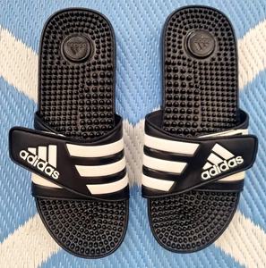 Adidas ' Adissage Sliders ' Black Massage Footbed Summer Beach Pool 10 UK *** - Picture 1 of 7