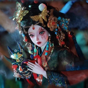 Juego completo 1/4 BJD muñeca resina maquillaje facial máscara ritual antigua Hanfu fantasma femenino - Imagen 1 de 11