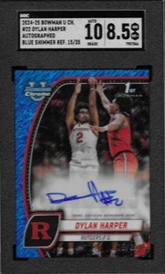 DYLAN HARPER 2024 BOWMAN UNIVERSITY CHROME BLUE SHIMMER AUTOGRAPHED - Picture 1 of 2
