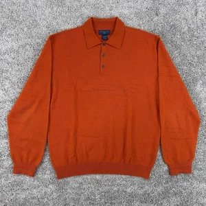 Joseph & Lyman Cashmere Sweater Polo Men’s L Orange 100% Long Sleeve Old Money - Picture 1 of 8