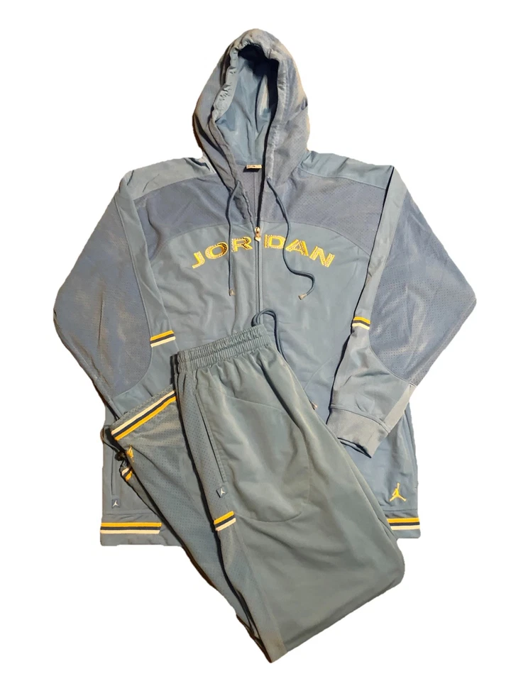 Vintage AIR JORDAN Men's Warm Up Suit Tracksuit  XXL Hoodie Pants Blue UNC Melo - Image 1 of 4