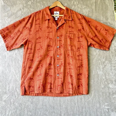 Guy Harvey Bluewater Marlin Print Orange Dress Shirt Cotton Rayon Size XL - Изображение 1 из 4