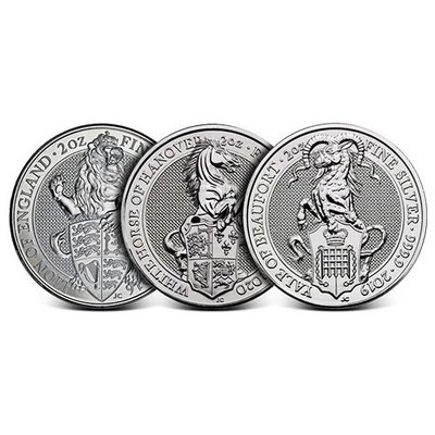 Moneda de plata británica Bestia de la Reina de 2 oz (año aleatorio, estado variado) Foto 1 de 2