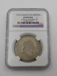 POLAND: 1932 10 Zlotych NGC AU DETAILS   #1 COIN DESIGN OF EARLY 20th CENTURY (7 - Picture 1 of 4