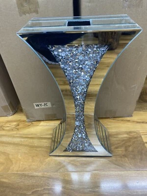 CRUSHED DIAMOND STUNNING SILVER CRYSTAL SILVER GLASS VASE, MIRRORED (40cm - Image 1 of 2
